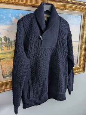 Inis Crafts 100% Wool Navy Cardigan Large